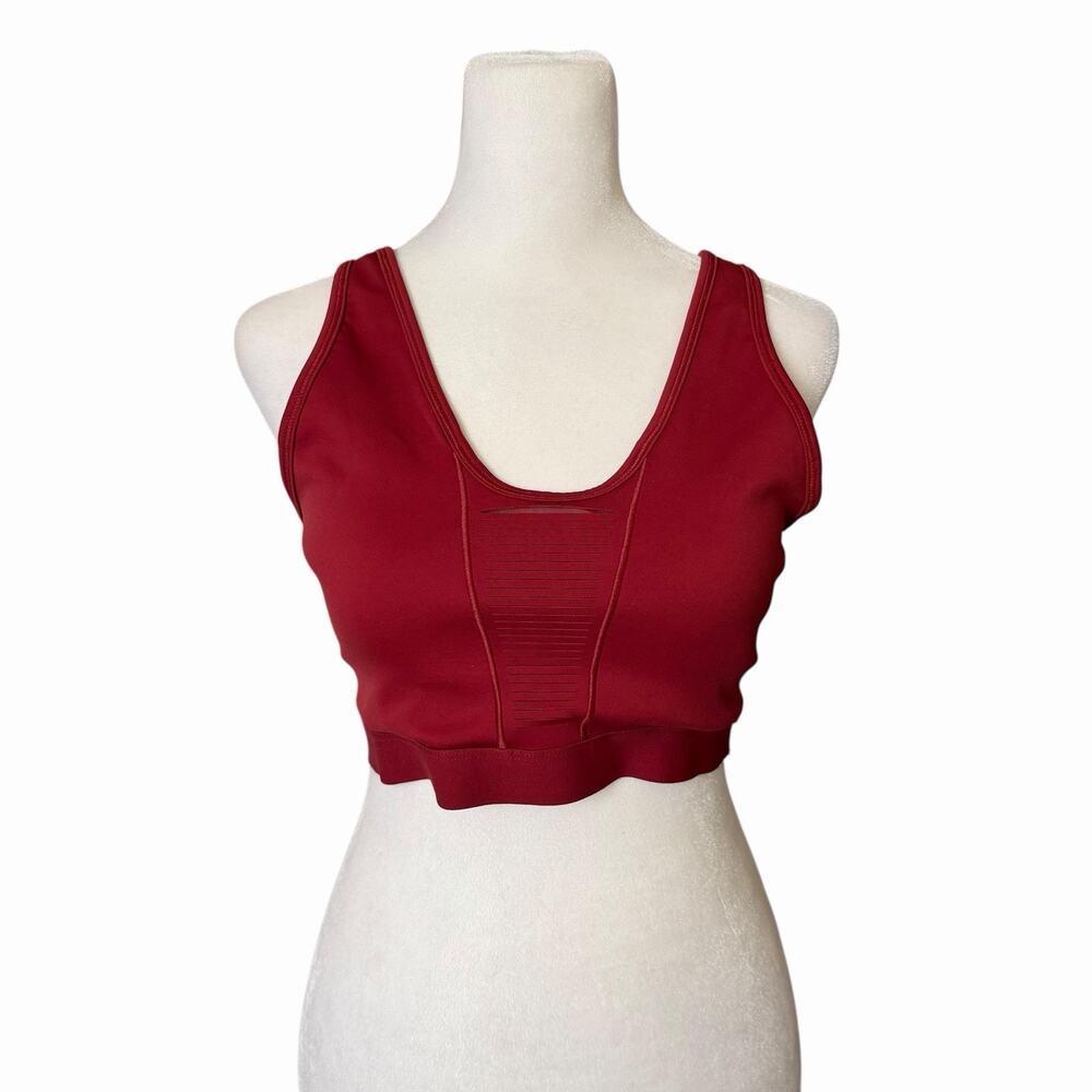 Nike Medium Motion Adapt High Support Sports Bra Maroon Red Fringe Cutout - Picture 1 of 9